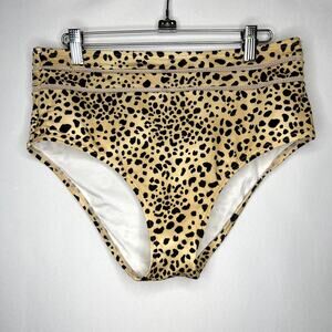 Victoria's Secret Leopard Print Mesh Inset High Waist Bikini Bottom Size Large
